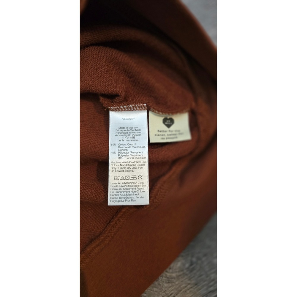 Madewell Women Puff Sleeve Hoodie Rust Orange Cotton Blend Size Medium - Picture 6 of 6